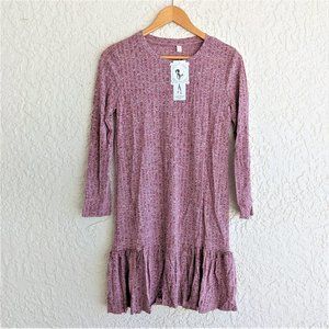 Long Sleeve Ribbed Jersey Knit Dress S (NWT)